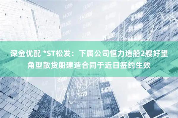 深金优配 *ST松发：下属公司恒力造船2艘好望角型散货船建造合同于近日签约生效