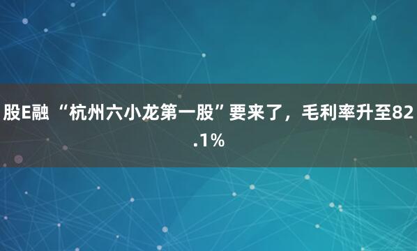 股E融 “杭州六小龙第一股”要来了，毛利率升至82.1%