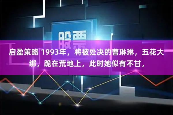 启盈策略 1993年，将被处决的曹琳琳，五花大绑，跪在荒地上，此时她似有不甘，