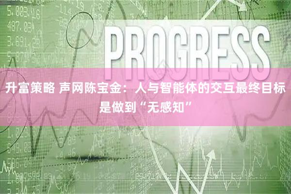 升富策略 声网陈宝金:人与智能体的交互最终目标是做到“无感知”